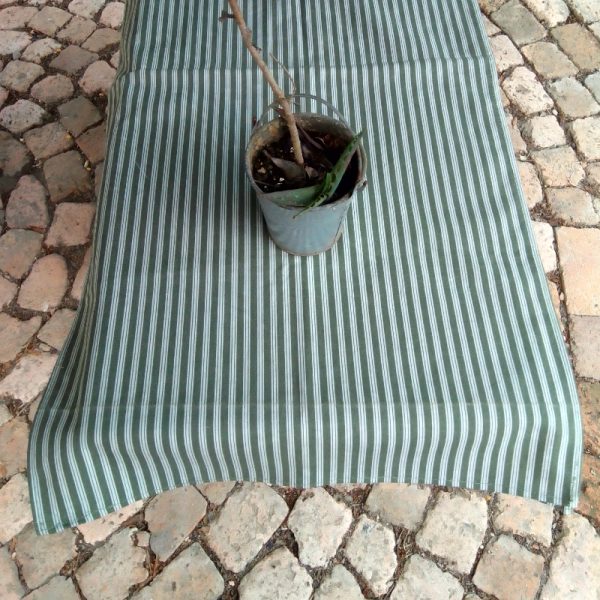 Green Ticking Stripe Table Runner